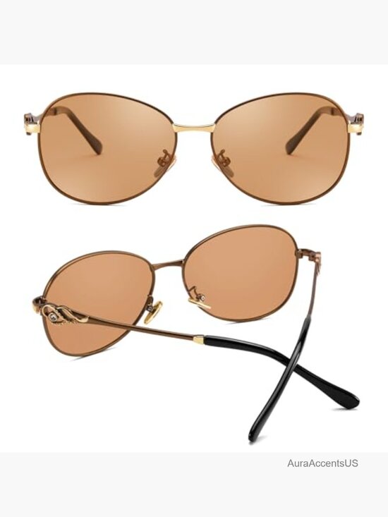 Oval Photochromic Polarized Sunglasses Women Retro Metal Rhinestone Classic main image 6